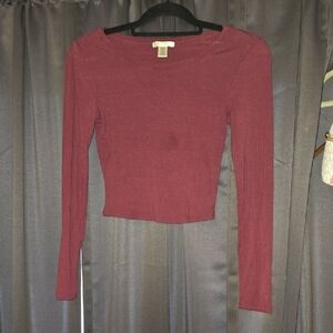 Bozzolo Long Sleeve Ribbed Top - Burgandy